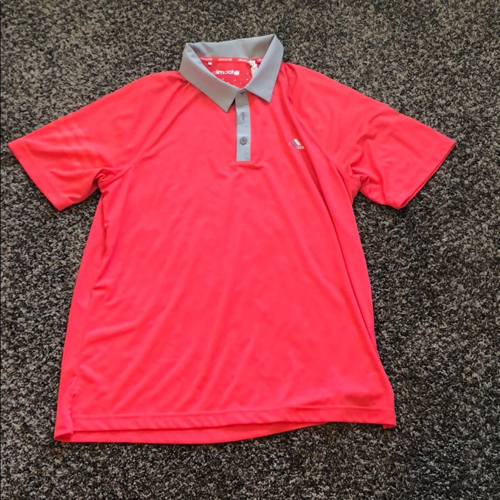 Bright Red/Grey Adidas Cilmachill Polo Shirt.